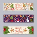 Merry Christmas horizontal banners set Royalty Free Stock Photo