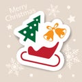Merry Christmas icon. Holiday xmas symbols. Isolated sticker. Happy new year icons, web banner. Flat vector illustration. Bell Royalty Free Stock Photo