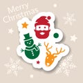 Merry Christmas icon. Holiday xmas symbols. Isolated sticker. Happy new year icons, web banner. Flat vector illustration. Santa Royalty Free Stock Photo