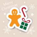 Merry Christmas icon. Holiday xmas symbols. Isolated sticker. Happy new year web icons. Flat vector illustration. Cookie, candy Royalty Free Stock Photo