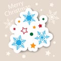 Merry Christmas icon. Holiday xmas symbols. Isolated sticker. Happy new year web icons. Flat vector illustration. Snowflakes