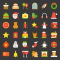 Merry Christmas icon set 4 flat style