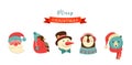 Merry Christmas icons, retro style elements and illustration, tags and labels