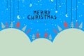 Merry Christmas Illustration Design With Stars And Moon. landscape background, snow, banner design Royalty Free Stock Photo