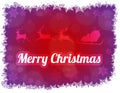 Merry Christmas illustration of Santa Claus silhouette with sleigh and three