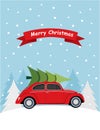 Car with christmas tree