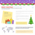 Merry Christmas Infographic Elements Set, Templates With Text Copy Space, Shopping Bags And World Map