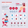 Merry Christmas Infographics Design With Santa Claus Holding Stack Of Gift Boxes Royalty Free Stock Photo