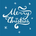 Merry Christmas inscription. Hand drawn lettering with curves. C