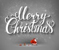 Merry Christmas inscription and Santa Claus with gifts