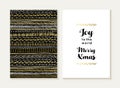 Merry christmas joy card set pattern gold tribal