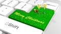 Merry Christmas keyboard with baubles and champagne