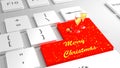 Merry Christmas keyboard with baubles and champagne