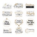 Merry christmas labels and greetings set
