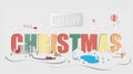 Merry Christmas landscape background in paper cut style. Vector illustration Christmas celebration with cityscape and countryside Royalty Free Stock Photo
