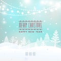 Merry Christmas Landscape, Christmas greeting card light vector background. Merry Christmas holidays wish design and Royalty Free Stock Photo