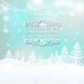 Merry Christmas Landscape, Christmas greeting card light vector background. Merry Christmas holidays wish design and Royalty Free Stock Photo