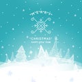 Merry Christmas Landscape, Christmas greeting card with winter background. Merry Christmas holidays wish design.Happy Royalty Free Stock Photo