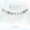 Merry Christmas Landscape, Christmas greeting card with winter background. Merry Christmas holidays wish design. Vector Royalty Free Stock Photo