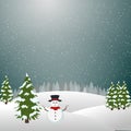 Merry christmas landscape, Snowman In Winter