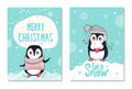 Merry Christmas Let Snow Greeting Cards Penguins Royalty Free Stock Photo