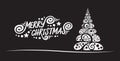 Merry Christmas Lettering Black and White Shape