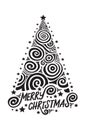 Merry Christmas Lettering Black and White Shape