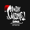 Merry Christmas lettering. Christmas holidays typography. Vector illustration.