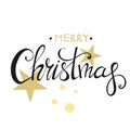 Merry Christmas Lettering Design . Happy New Year. Black and gold colors. series Royalty Free Stock Photo