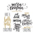 Merry Christmas Lettering Design Set. Vector