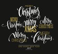 Merry Christmas Lettering Design Set. Vector illustration