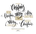 Merry Christmas Lettering Design Set. Vector illustration