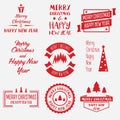 Merry Christmas Lettering Design Set of Vector labels, emblems and elements