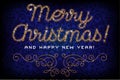 Merry Christmas lettering gold glitter font