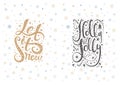 Merry christmas lettering over with snowflakes. Hand drawn text