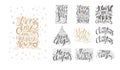 Merry christmas lettering over with snowflakes. Hand drawn text, calligraphy for your design. xmas design overlay elements Royalty Free Stock Photo