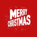 Merry Christmas lettering on a red background. Can be used for winter holidays designs, prints, cards. Vector stock illustration