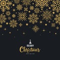 Merry Christmas lettering with snowflake gold