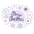 Merry Christmas lettering in snowflakes frame