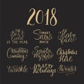 Merry Christmas lettering typography. Handwriting text design Royalty Free Stock Photo
