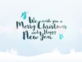 Merry Christmas lettering typography. Handwriting text design wi