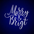 Merry Christmas lettering typography. Handwriting text design with winter handdrawn lettering. Happy New Year greeting Royalty Free Stock Photo