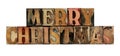 Merry Christmas in letterpress wood type