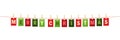 MERRY CHRISTMAS colorful letters pinned to string with pegs