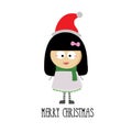 Merry christmas with little girl cartoon Royalty Free Stock Photo