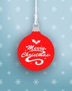 Merry Christmas Logo On Hanging Bauble Royalty Free Stock Photo