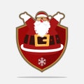 Merry Christmas Logo with happy Santa Claus. Cartoon character. Vector. Royalty Free Stock Photo