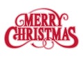 Merry Christmas Logo. Red Decorative Logo With Swash Isolated On A White Background.