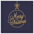 Merry Christmas logo. Round linear Xmas lettering