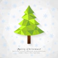 Merry Christmas with low poly pine tree